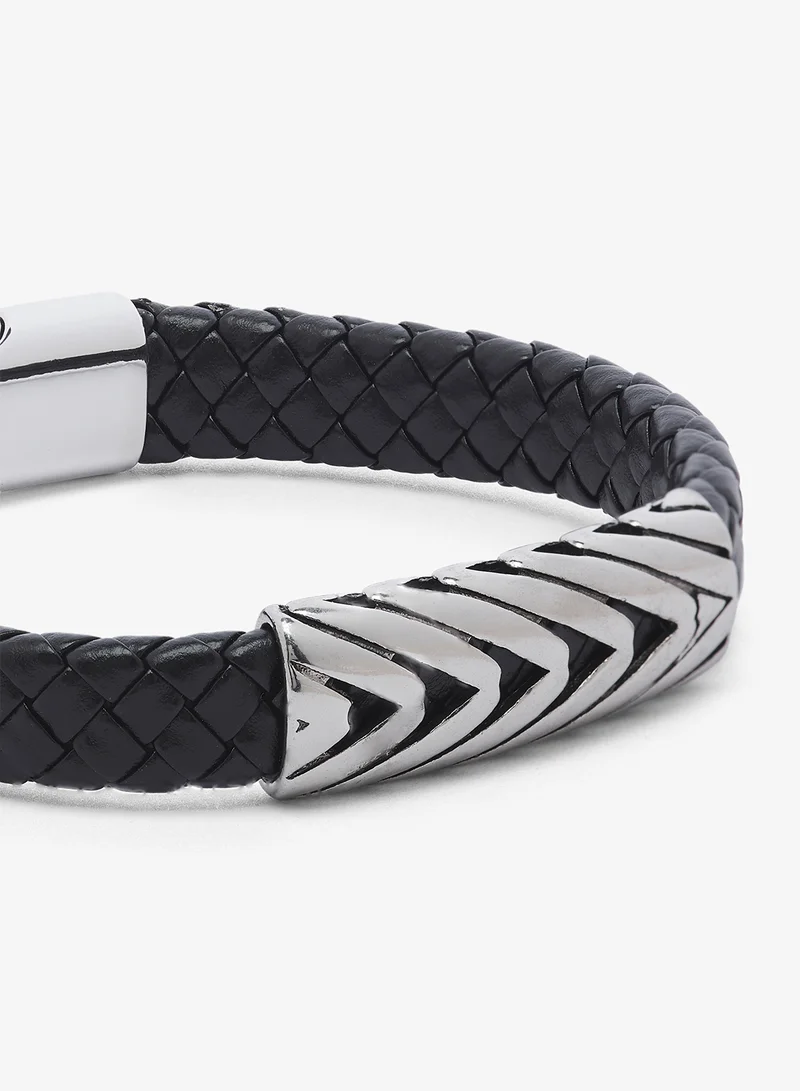 Seventy Five  Faux Leather Bracelet with Magnetic Clasp for Men | Best Price UAE